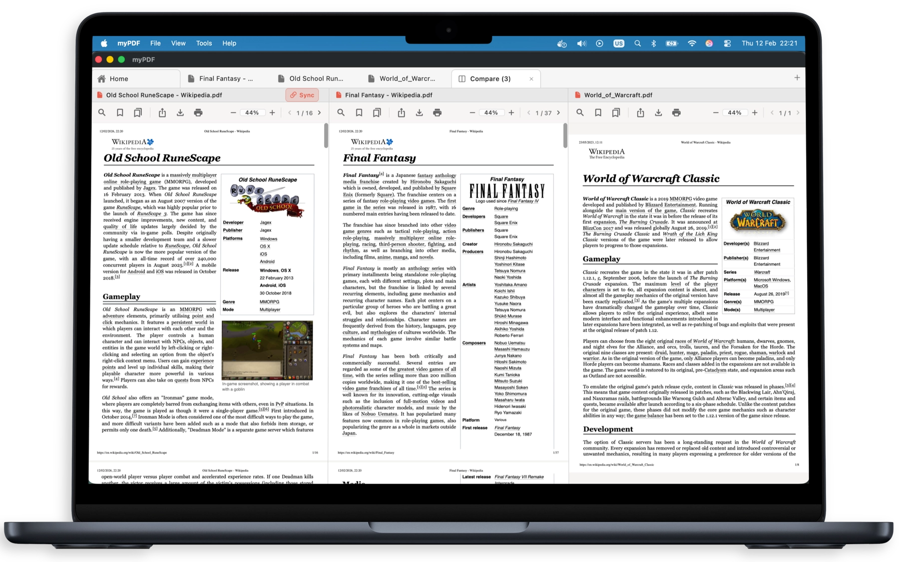 Compare PDFs side by side on macOS