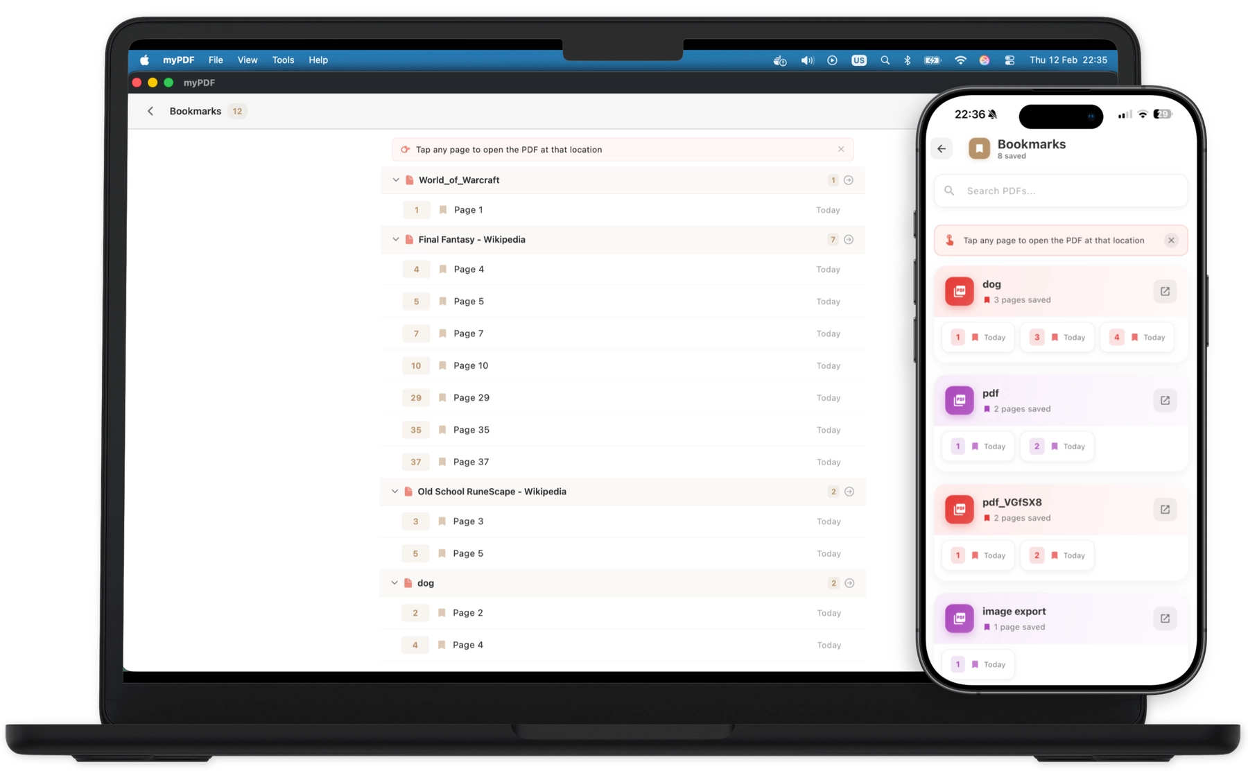 Bookmark pages in your PDFs